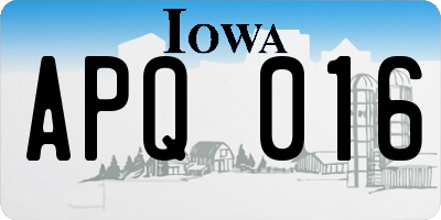 IA license plate APQ016