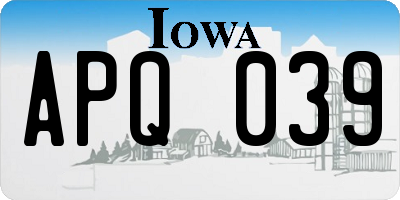 IA license plate APQ039