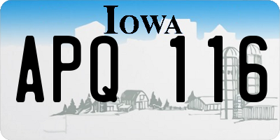 IA license plate APQ116