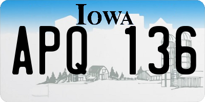 IA license plate APQ136