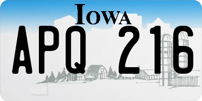 IA license plate APQ216