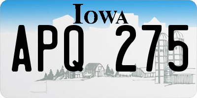 IA license plate APQ275