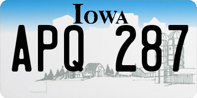 IA license plate APQ287