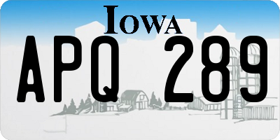 IA license plate APQ289