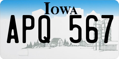 IA license plate APQ567