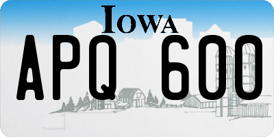 IA license plate APQ600