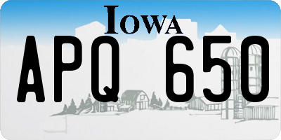 IA license plate APQ650