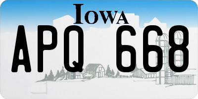 IA license plate APQ668
