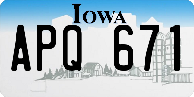 IA license plate APQ671