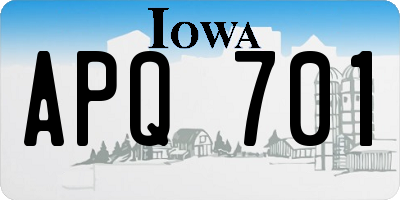 IA license plate APQ701