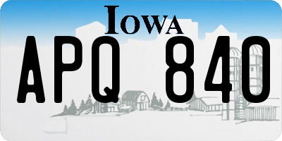 IA license plate APQ840
