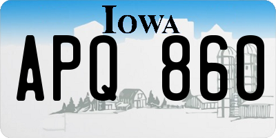 IA license plate APQ860