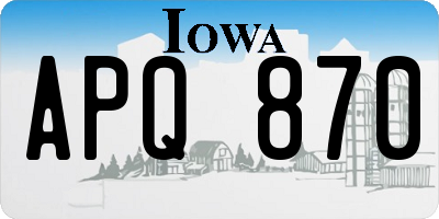 IA license plate APQ870