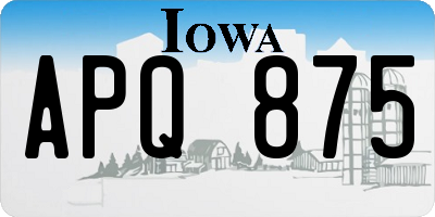 IA license plate APQ875