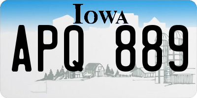 IA license plate APQ889