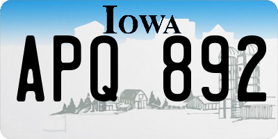 IA license plate APQ892