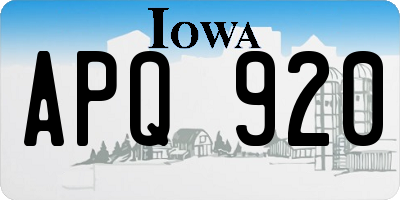 IA license plate APQ920