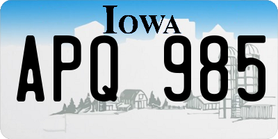 IA license plate APQ985