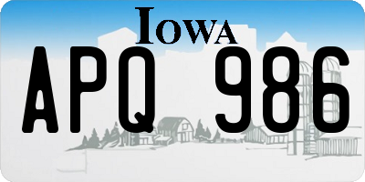 IA license plate APQ986