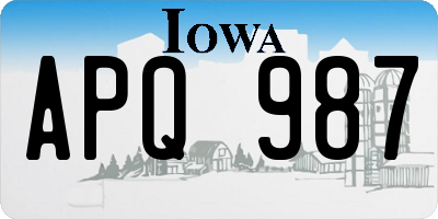IA license plate APQ987