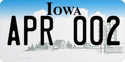IA license plate APR002