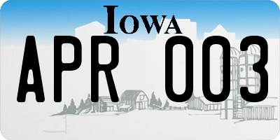 IA license plate APR003