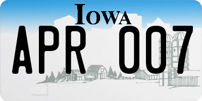 IA license plate APR007