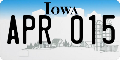 IA license plate APR015
