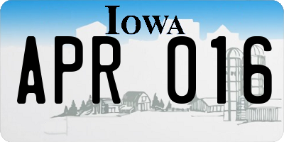 IA license plate APR016