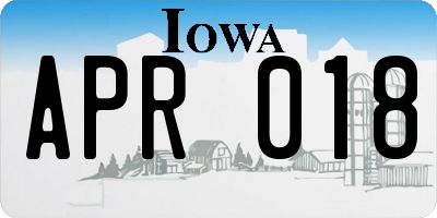 IA license plate APR018