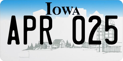 IA license plate APR025