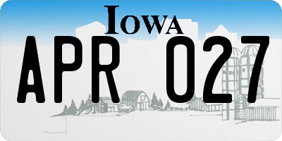IA license plate APR027