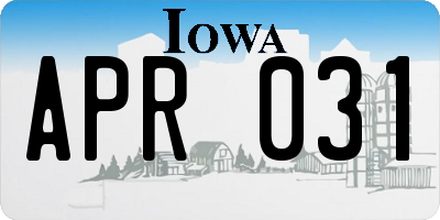 IA license plate APR031