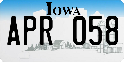 IA license plate APR058