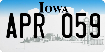 IA license plate APR059