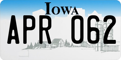 IA license plate APR062