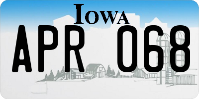 IA license plate APR068