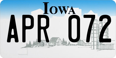 IA license plate APR072