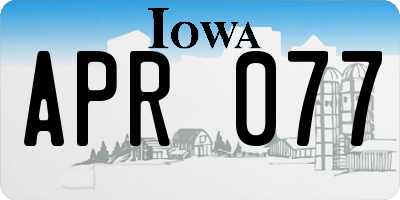 IA license plate APR077