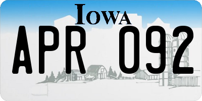 IA license plate APR092