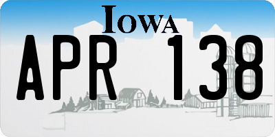 IA license plate APR138