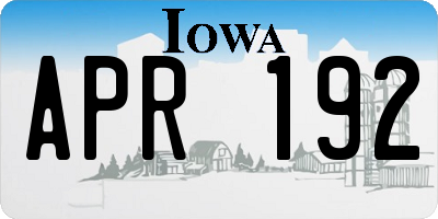 IA license plate APR192