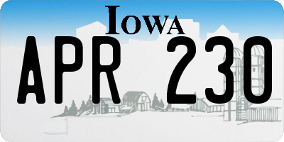 IA license plate APR230