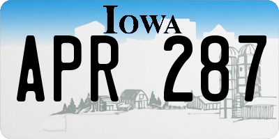 IA license plate APR287