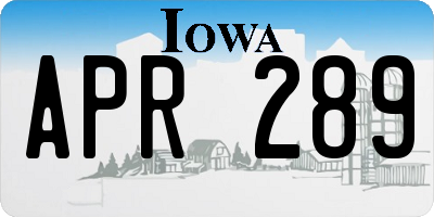 IA license plate APR289