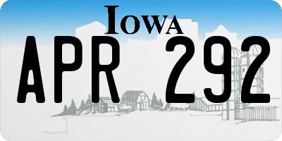 IA license plate APR292