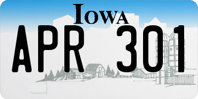 IA license plate APR301