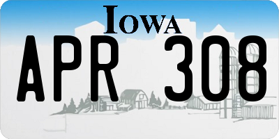 IA license plate APR308