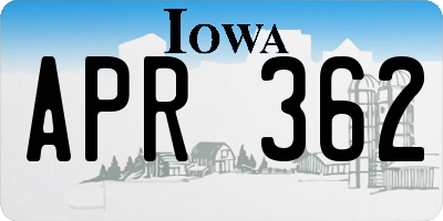 IA license plate APR362