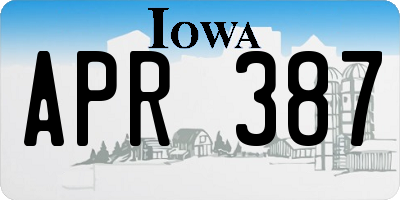 IA license plate APR387